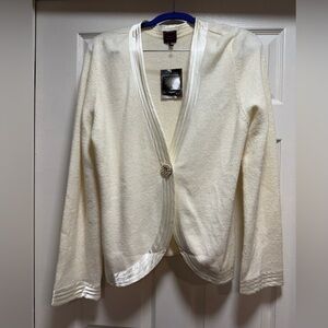 Color works Elegant Cream Cardigan Sweater size XL